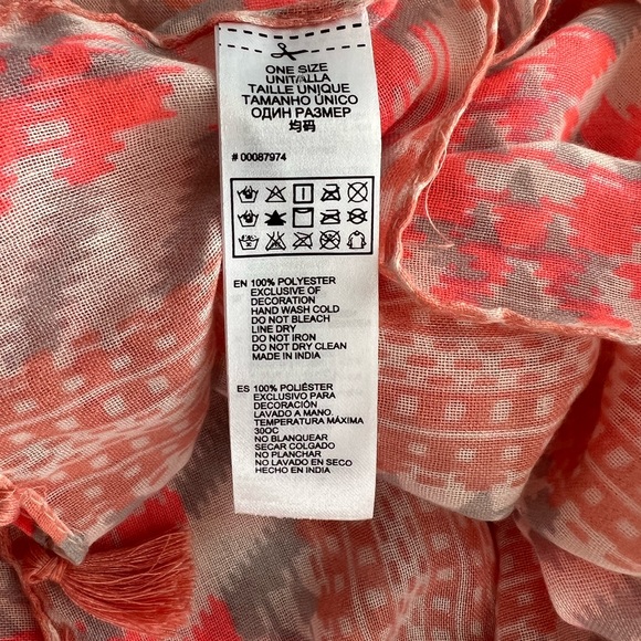 Forever 21 Boho Chic Aztec Neon Square Scarf One Size 20x72 Tassle - Picture 2 of 6